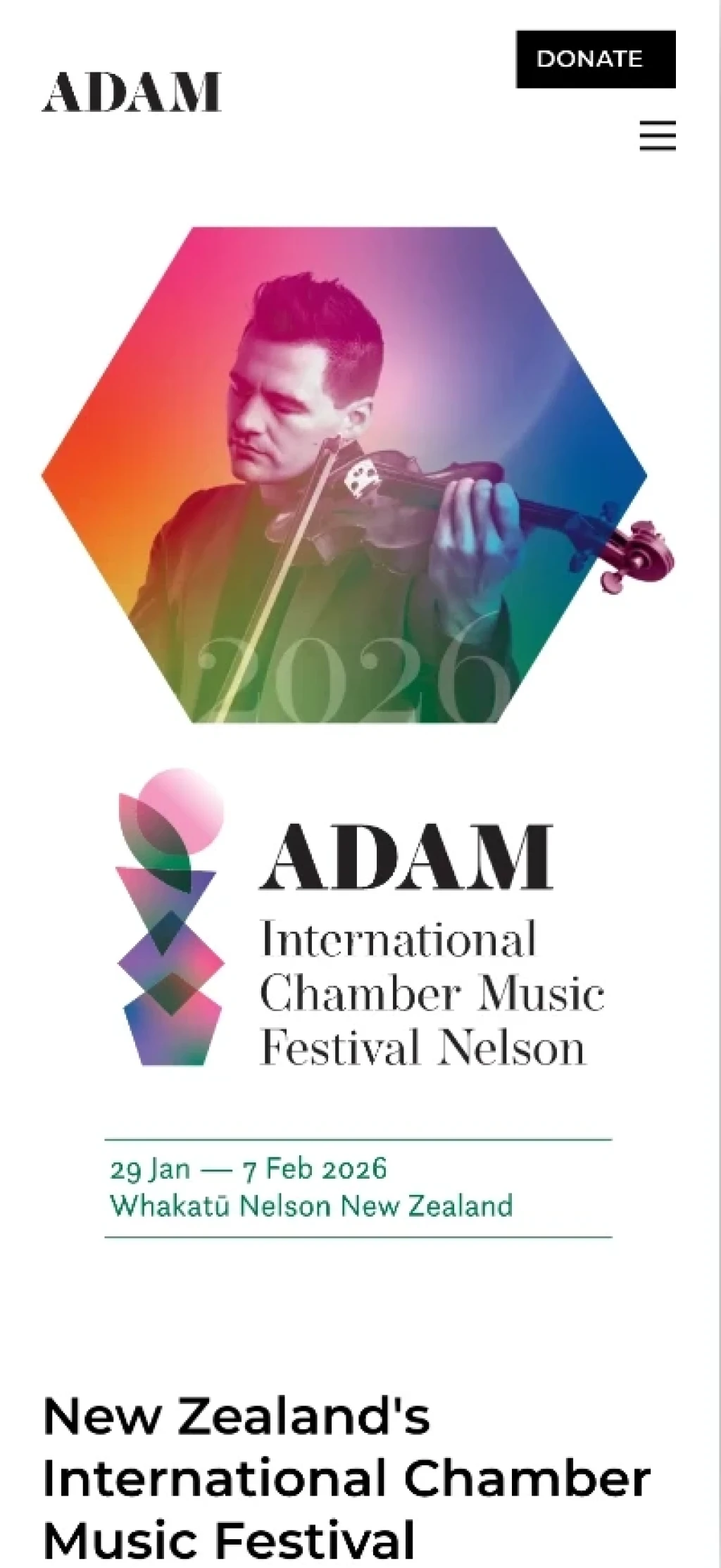 Adam Chamber Music Festival - mobile screenshot.