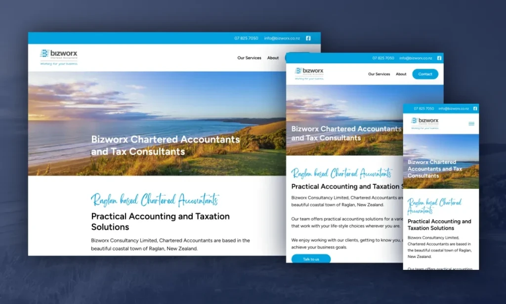Bizworx Raglan accountants website - featured image.