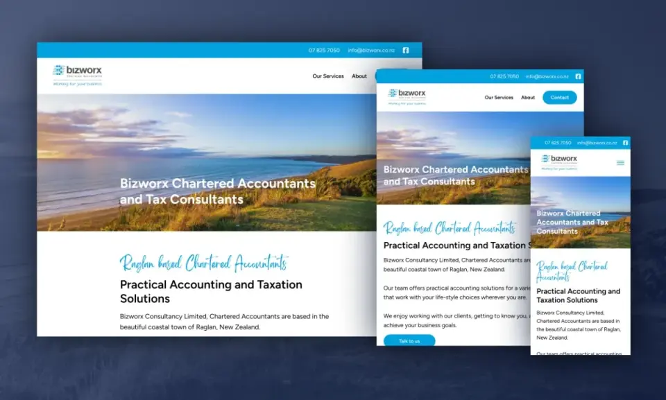 Bizworx Raglan accountants website - featured image