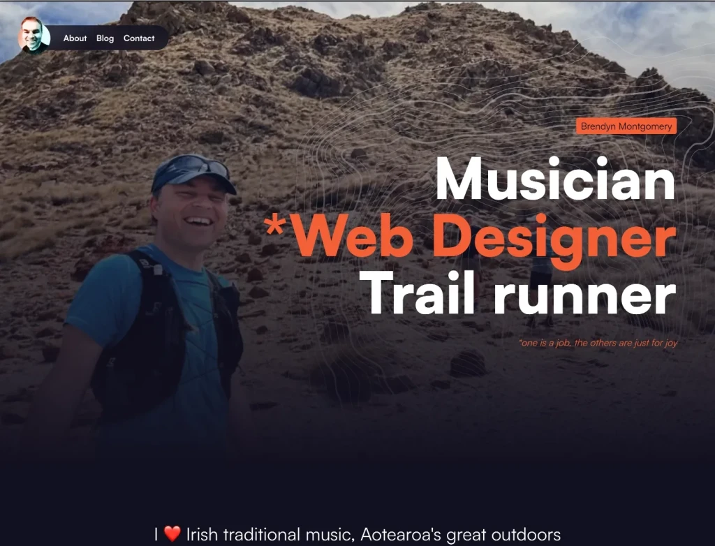 Brendyn's personal website - desktop screenshot.