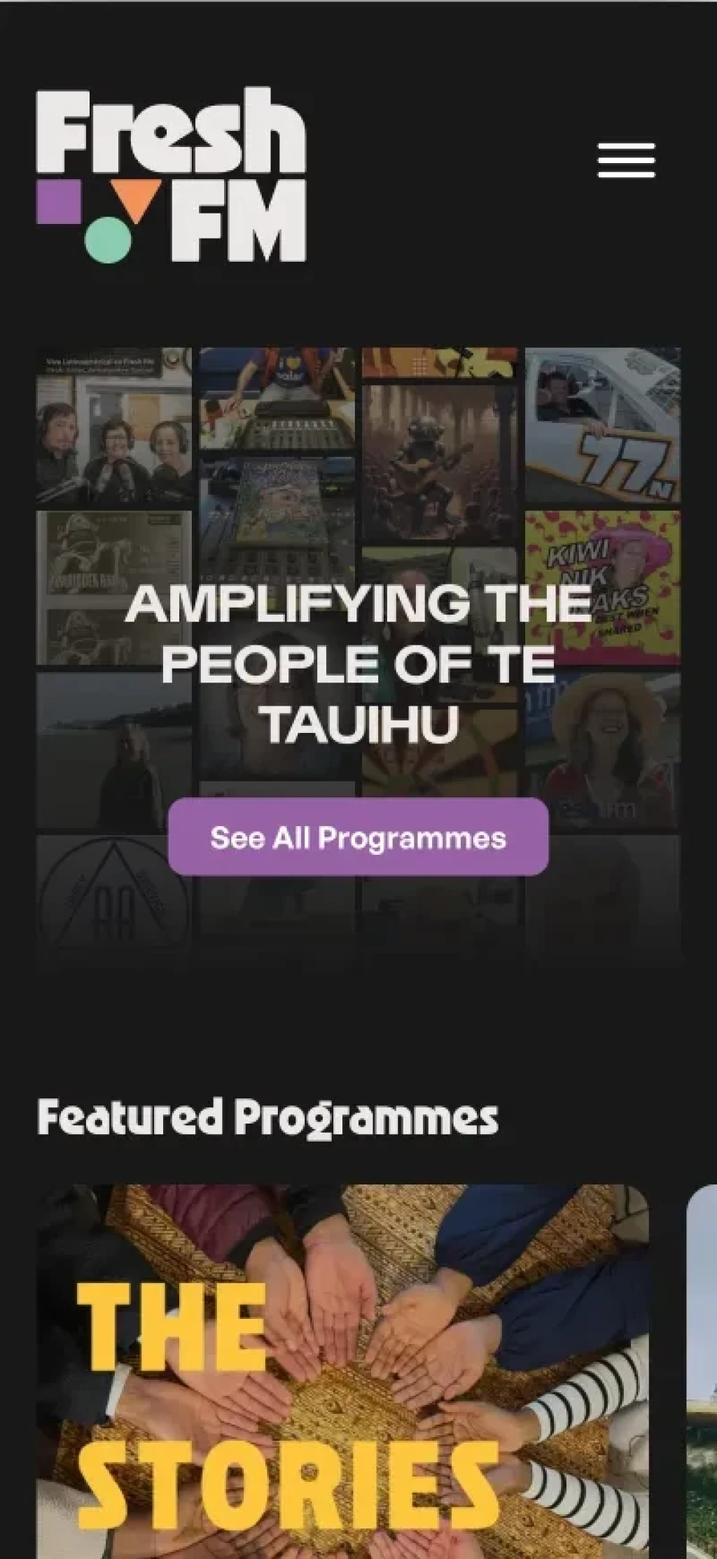 Fresh FM, website homepage (mobile resolution).