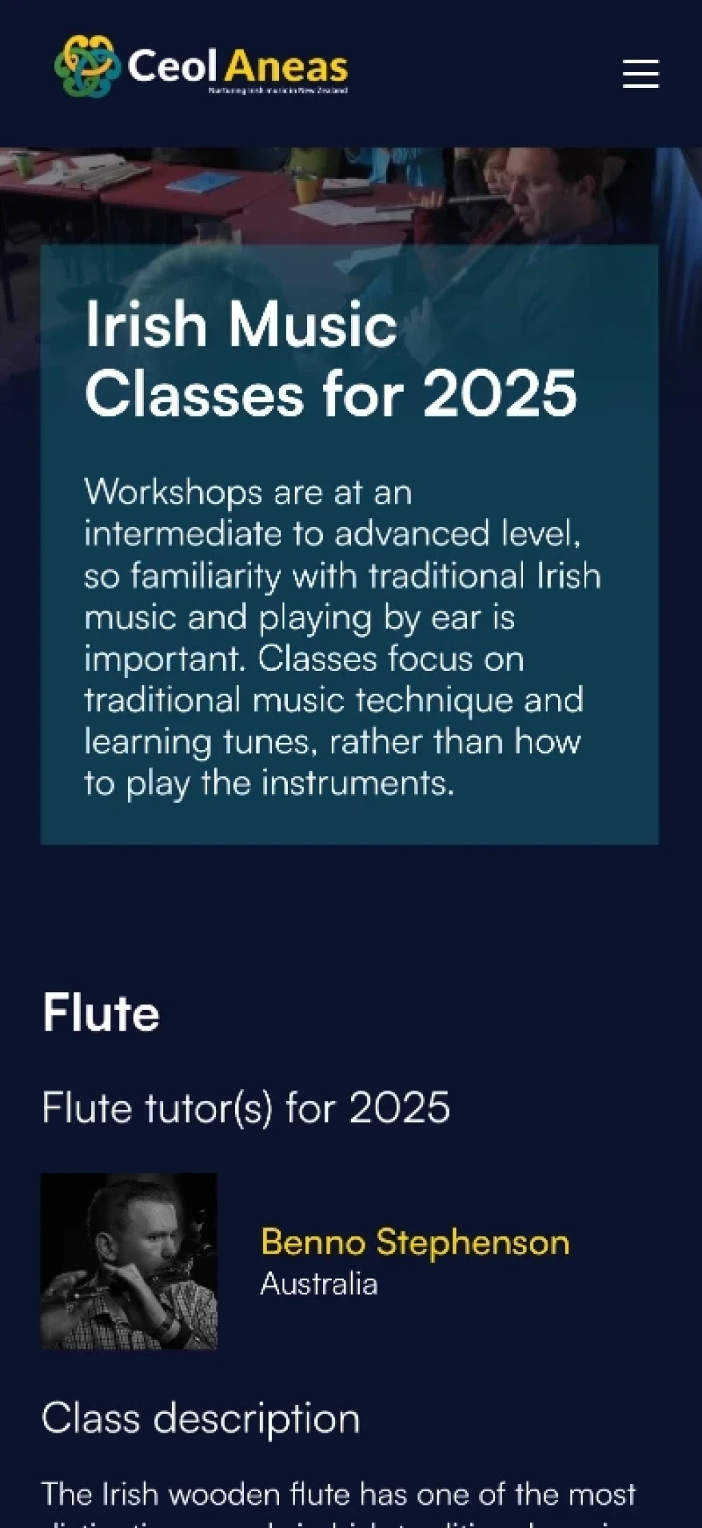 Ceol Aneas Irish music festival - mobile screenshot.